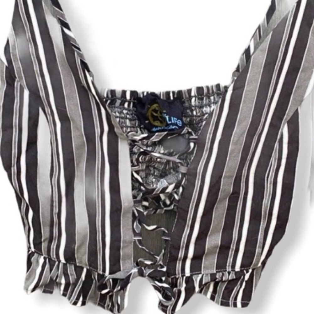 Blue‎ Life Striped Crop Top